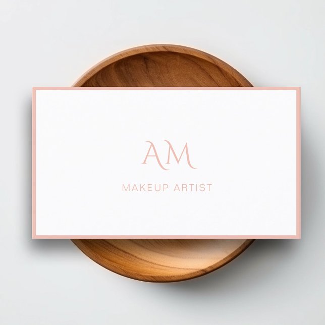 Modern, Monogram, White-Blush Business Card (Creator Uploaded)