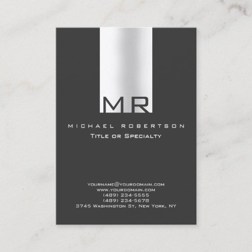 Modern Monogram White Gray Clean Business Card