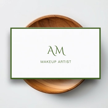Modern  Monogram  White  Green Business Card by ThisIsJaneBond at Zazzle
