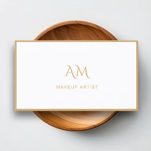 Modern, Monogram, White, Light-Brown Business Card
