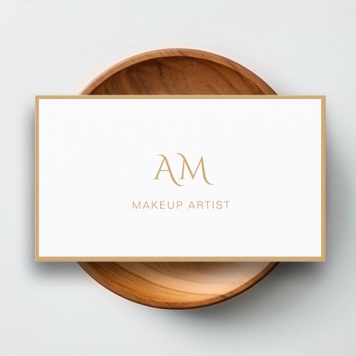 Modern Monogram White Light_Brown Business Card