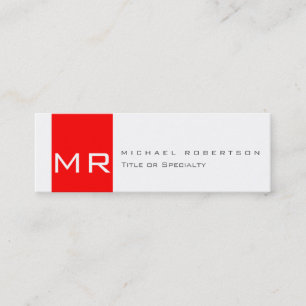 Modern Monogram White Red Clean Business Card