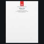 Modern Monogram White Red Top Letterhead<br><div class="desc">Customize this Clean White and Red Minimalist Letterhead,  very modern and fresh,  with monogram,  professional sleek look designed to be rememberable.  Also available in other color variations. And you can also find a matching business card listed below.</div>