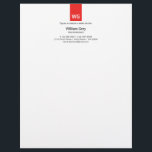 Modern Monogram White Red Top Letterhead<br><div class="desc">Customize this Clean White and Red Minimalist Letterhead,  very modern and fresh,  with monogram,  professional sleek look designed to be rememberable.  Also available in other color variations. And you can also find a matching business card listed below.</div>