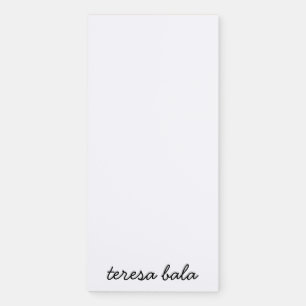 Modern Monogram White Script Minimal Design Magnetic Notepad