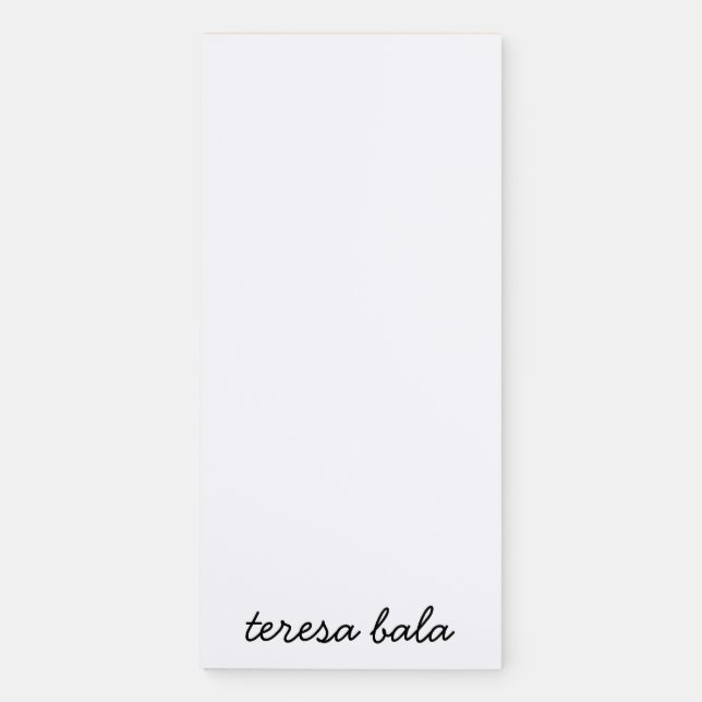Modern Monogram White Script Minimal Design Magnetic Notepad (Front)