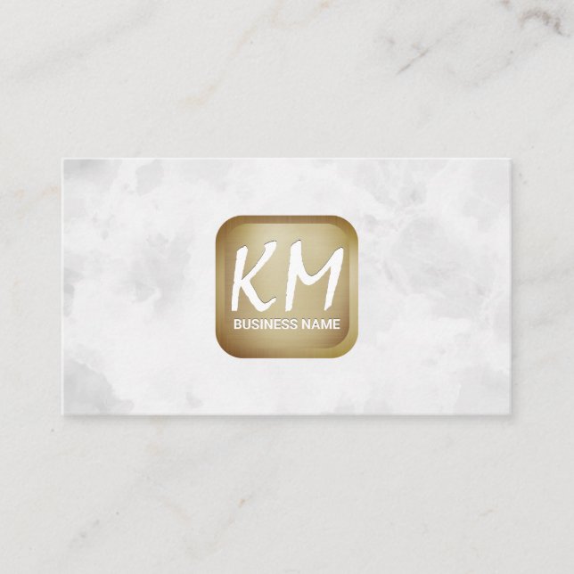 Modern Monogram | White Texture Background Business Card (Front)