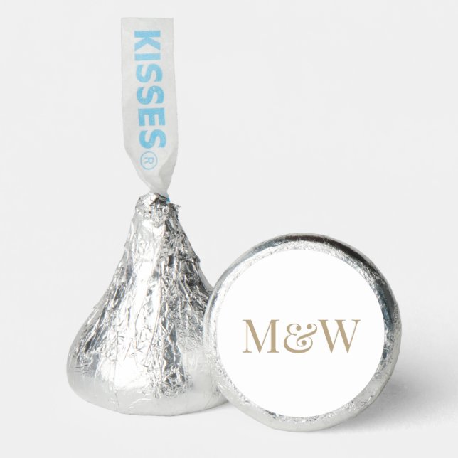 Modern Monogram White Wedding Bride Groom Hershey®'s Kisses® (Front)