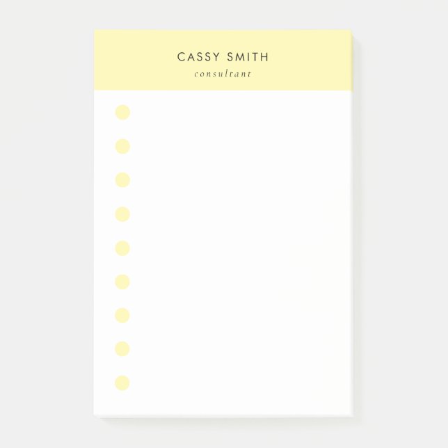 Modern Monogram & White Yellow  Daily  Post-it Notes (Front)