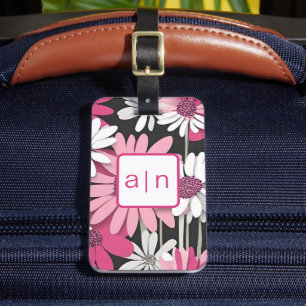 Modern Monogram Wildflowers Luggage Tag