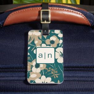 Modern Monogram Wildflowers Luggage Tag