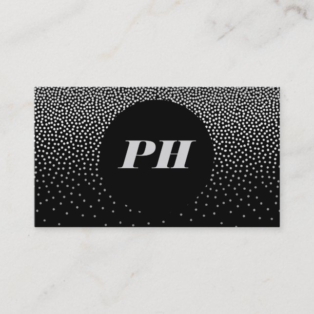 Modern Monogram with Elegant Confetti Business Card (Front)
