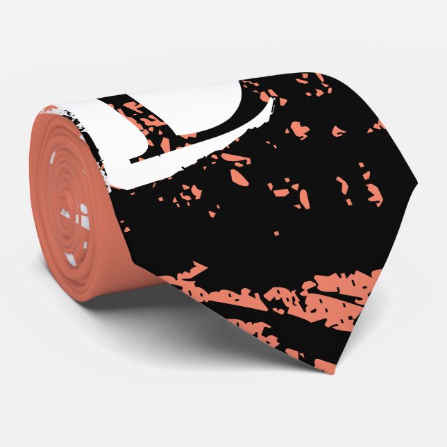 Modern monogram with initial "d" salmon coral neck tie (Rolled)