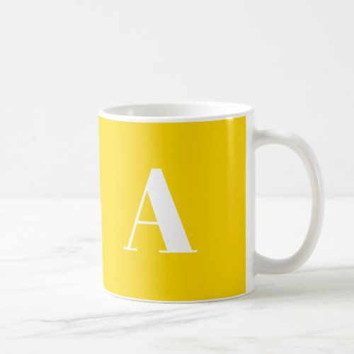 Modern monogram yellow white custom initial letter coffee mug