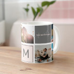 Modern Monogram Your Family 7 Photo Collage Grid Coffee Mug at Zazzle