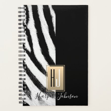 Modern Monogram Zebra Print Planner