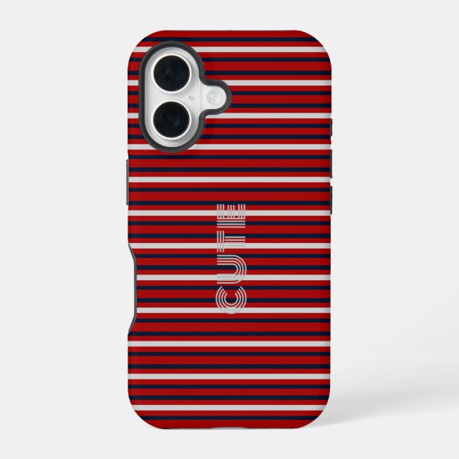 Modern Monogramed Striped  Iphone Case (Back)