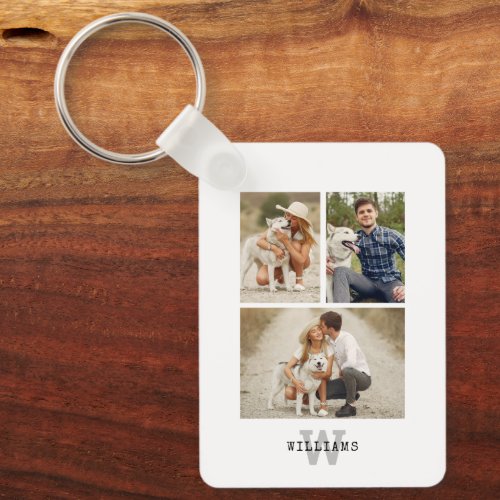 Modern Monogrammed  4 Photo Gallery Keychain