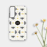 Modern Monogrammed Bee Black Yellow Honeycomb Chic Samsung Galaxy S22  Case<br><div class="desc">Modern Monogrammed Bee Black Yellow Honeycomb Chic Samsung Case features a bees and honeycomb with simple shapes and black outlines on a white background. Yellow accents add a touch of color to the symmetrical, minimalistic design. The ink drawing of bees incorporates geometric elements and Art Deco inspiration without shading. Fully...</div>