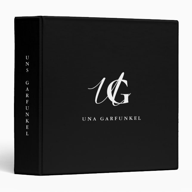 Modern Monogrammed Black and White  3 Ring Binder (Front/Spine)