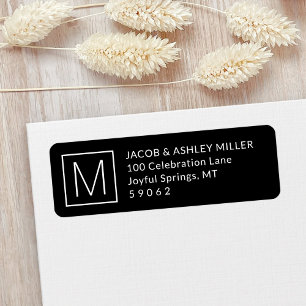 Modern Monogrammed Black and White Return Address Label
