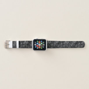 Modern Monogrammed Black Faux Glitter Pattern Apple Watch Band