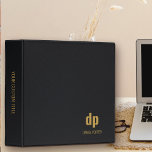 Modern Monogrammed Black Professional Leather Look<br><div class="desc">Personalized binder in black leather look print. Minimal professional design,  monogrammed in logo style with your name and initials and further personalized with your custom title. Simple styling and modern typography - perfect for business,  home office,  school,  university .. Please browse my store for alternative colors and styles.</div>