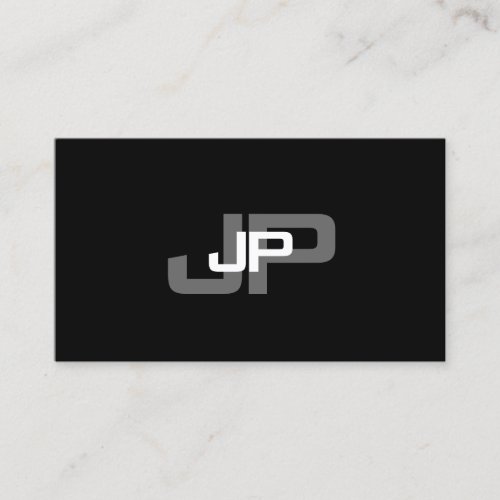Modern Monogrammed Black White Simple Template Top Business Card