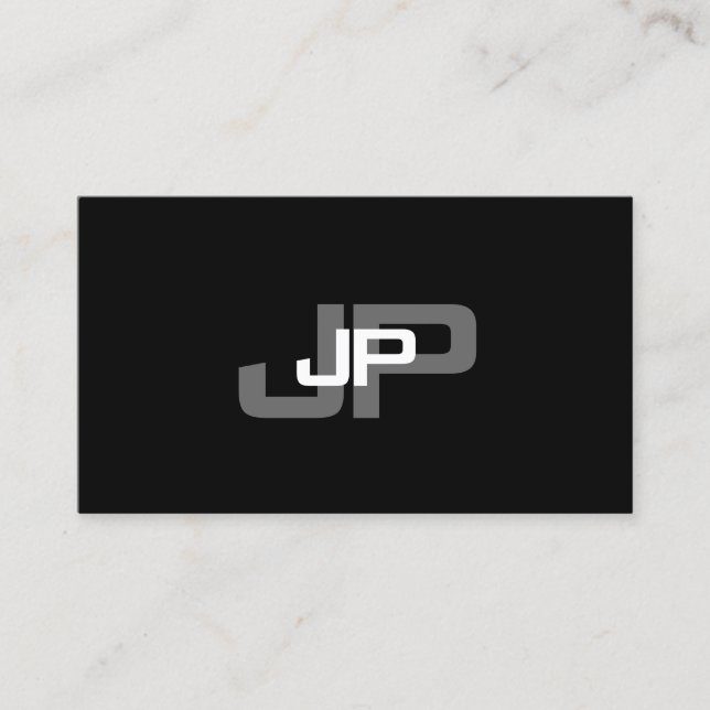 Modern Monogrammed Black White Simple Template Top Business Card (Front)