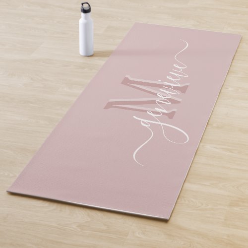 Modern Monogrammed Blush Pink Girly Yoga Mat