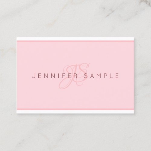Modern Monogrammed Blush Pink Minimalist Template Business Card