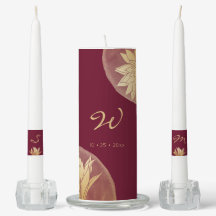 Modern Monogrammed Burgundy Gold Wedding