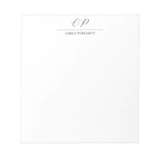Modern Monogrammed Calligraphy Plain Simple Name Notepad