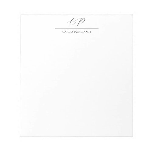 Modern Monogrammed Calligraphy Plain Simple Name Notepad