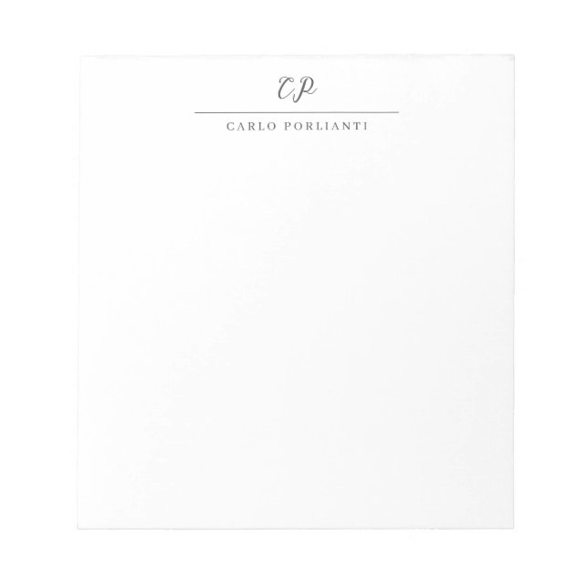Modern Monogrammed Calligraphy Plain Simple Name Notepad (Front)