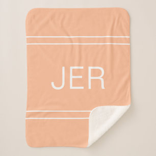 Modern Monogrammed Custom Classic Initials Peach Sherpa Blanket