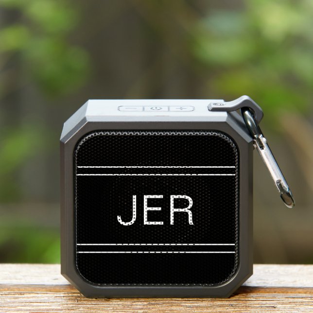 Modern Monogrammed Custom Initials Minimal Black Bluetooth Speaker (Insitu(Outdoor))