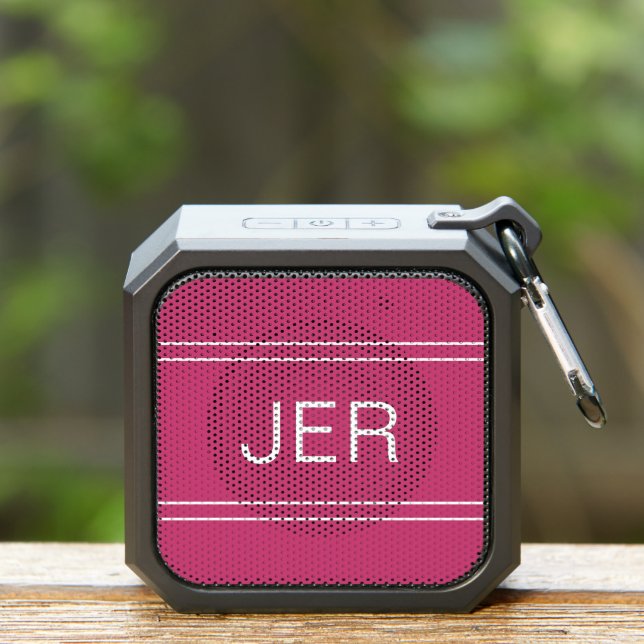 Modern Monogrammed Custom Initials Minimal Pink Bluetooth Speaker (Insitu(Outdoor))