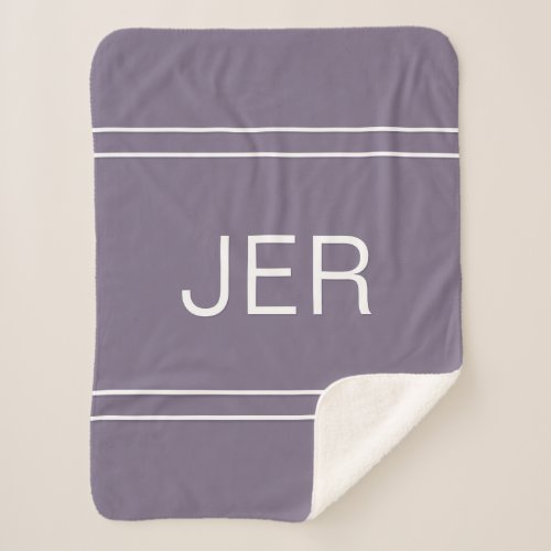 Modern Monogrammed Custom Initials Trendy Purple Sherpa Blanket