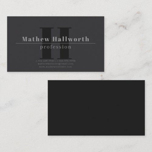 Modern Monogrammed, Dark Gray Business Card