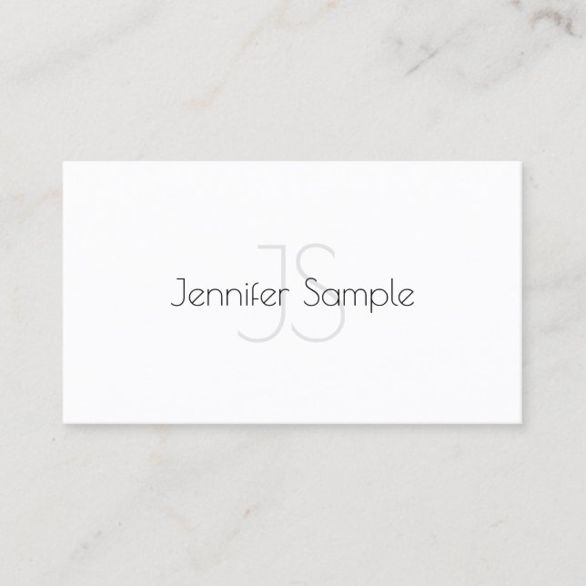 Modern Monogrammed Design Elite Sleek Plain Luxury Business Card (Front)