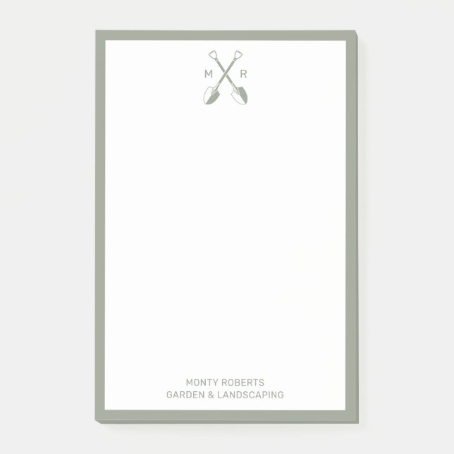 Modern Monogrammed Dusky Green Men Notes (Front)