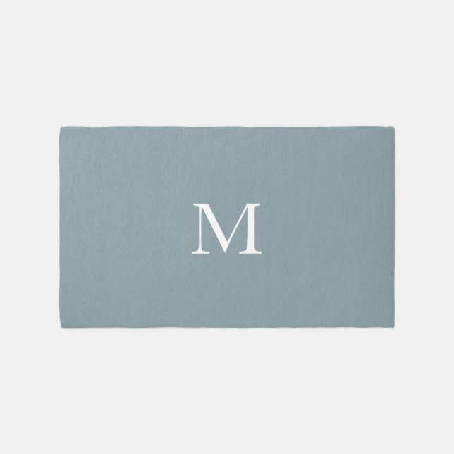 Modern Monogrammed Dusty Green Rug (Front)
