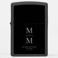 Modern Monogrammed Elegant Black Classic Initial  Zippo Lighter