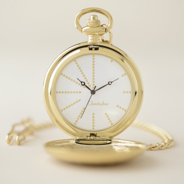 Modern Monogrammed Elegant Classic Chic White Gold Pocket Watch (Inside)