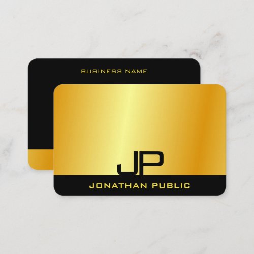 Modern Monogrammed Elegant Faux Gold Template Business Card