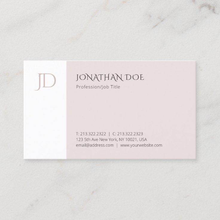 Modern Monogrammed Elegant Simple Template Business Card | Zazzle