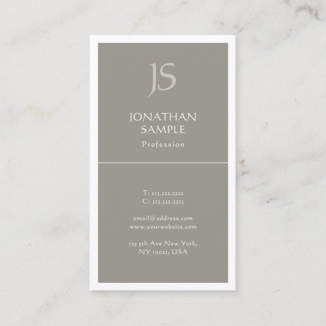 Modern Monogrammed Elegant Simple Template Luxury Business Card (Front)