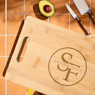 Modern Monogrammed Elegant with Minimal Stylish Engraved Cutting Board
