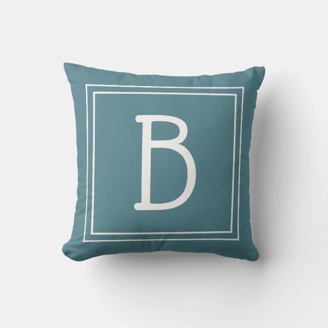 Modern Monogrammed Family Initial Cute Turquoise Throw Pillow (Front)